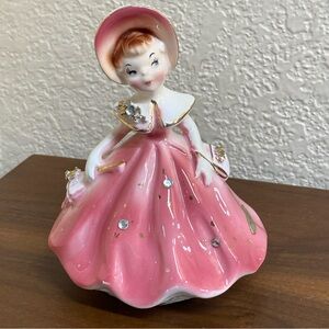 Vintage Antique Golden Girls By Enesco In Pink Dress And Bonnet Planter Figurine